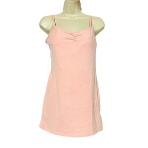 Accuteck Womens Light Pink Spaghetti Straps Built In Bra Padded Tank Top Size Sm